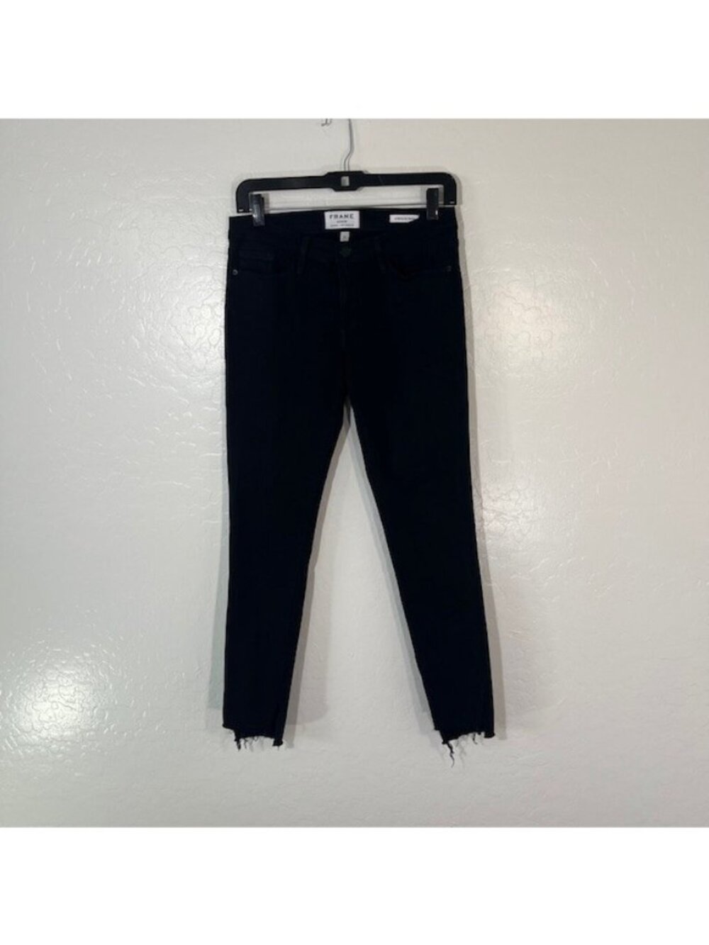 FRAME Jeans Womens 28 Le Skinny De Jeanne Step Fray Hem Black Denim
